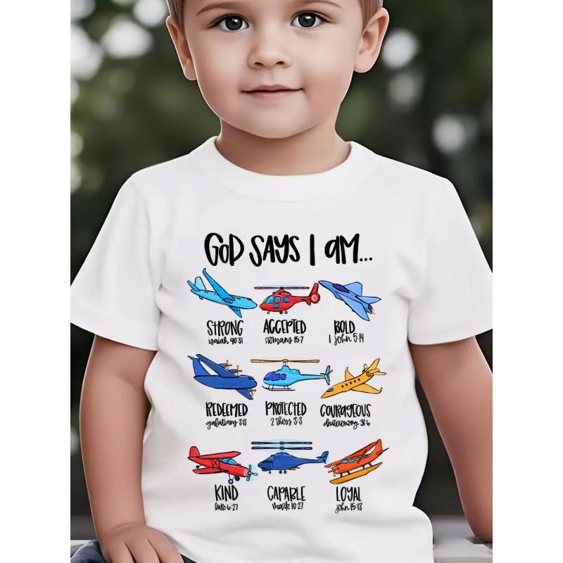 Boys Short Sleeve T-Shirt Summer Fashion with Airplane Print Casual Outdoor 110