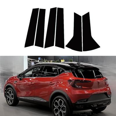 6Pcs Car Pillar Posts for Renault Captur XJB/HJB/HJE 2020-2023 Glossy Black Door Window Trim Cover Stickers Styling Accessories