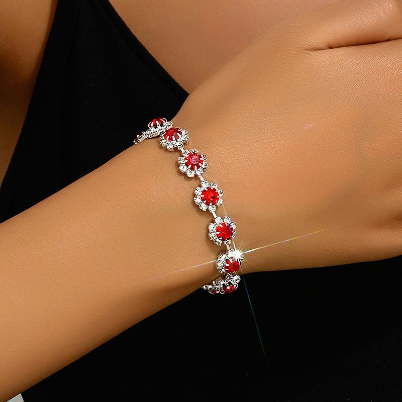 Jewelry Necklace Set  Exquisite Elegant Red/Blue/Silver Etc/Zircon  Necklace Bracelet With Earrings