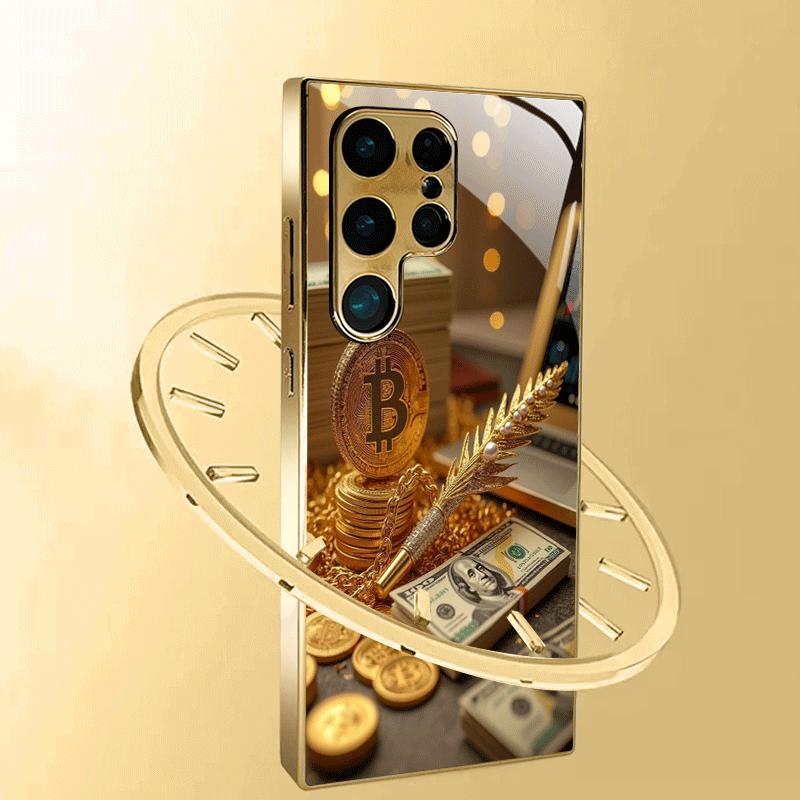 Pozlacený nový obal na telefon pro Samsung Galaxy S26 Ultra S25 Plus S24 S23 S22 fe tvrzené sklo Umělecké texturované vzory