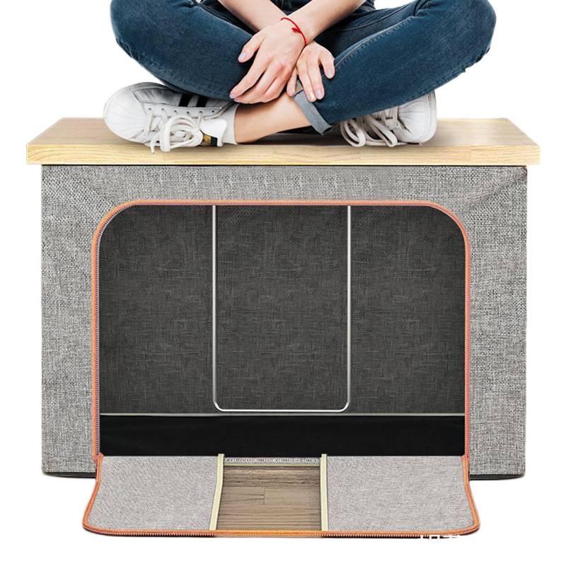 Clothes and Quilt Storage Box - Foldable Cotton & Linen Wardrobe Organizer