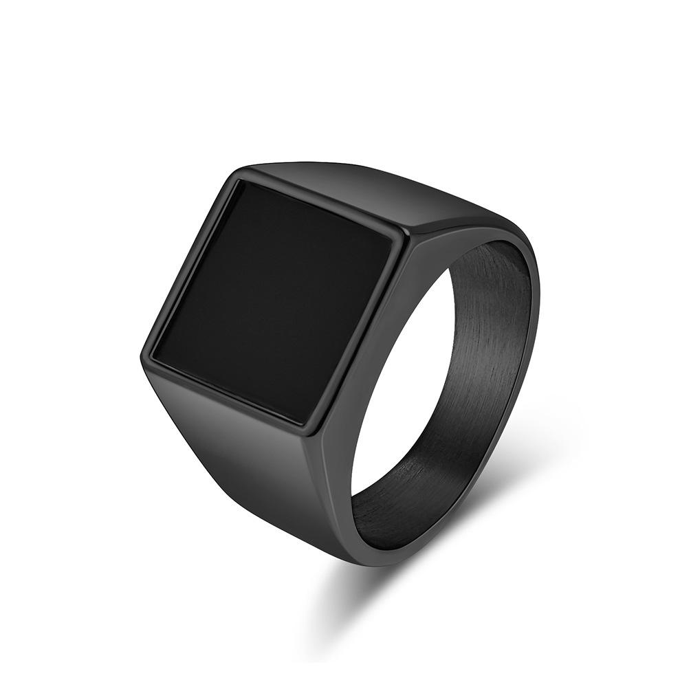 European and American Minimalist Geometric Seal Titanium Steel Ring Mens Cool Style