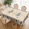 Cat-Themed Round/Rectangular Tablecloth, Cute Kitten And Paw Print Design, Suitable For Family Dining Tables