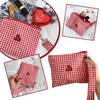 Red cherry canvas makeup bag Red plaid portable Large Capacity cosmetic lipstick storage bag Travel Toiletry Handbag Pouch
