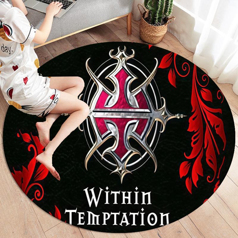 Within Temptation Round Area Rug,Carpet Rug for Living Room Bedroom Sofa Playroom Decor,Non-slip Floor Mat