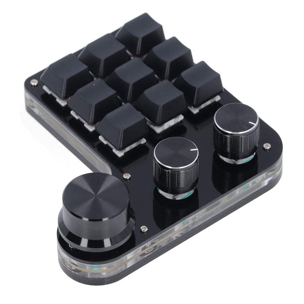 USB Mini Macro Mechanical Gaming Keyboard Programmable 9 Keys 3 Knobs Red Switch RGB LED Onboard