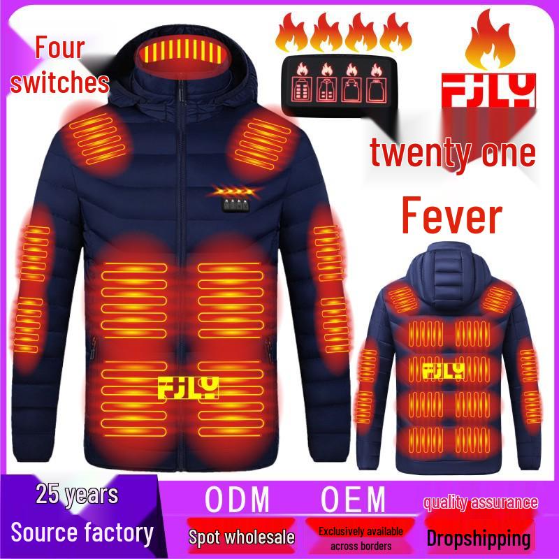 Heated Cotton Coat with Intelligent Temperature Control for Outdoor Couples