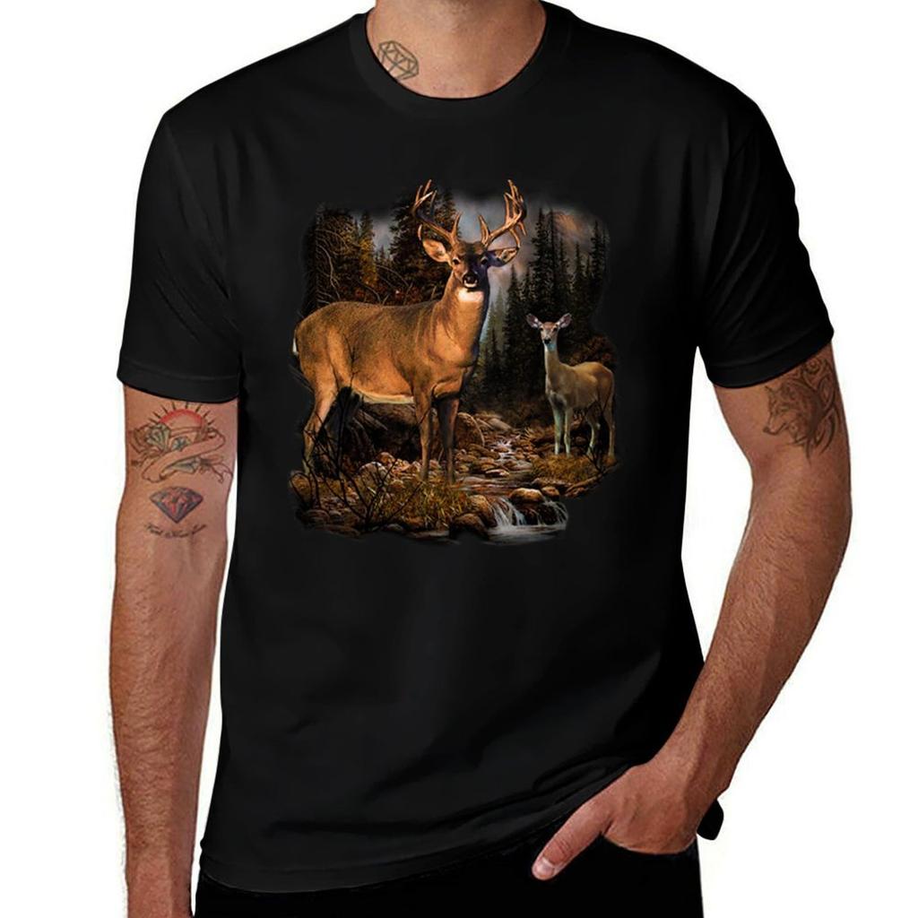 Wild Deer TShirt Simple Solid Color Crew Neck Tee
