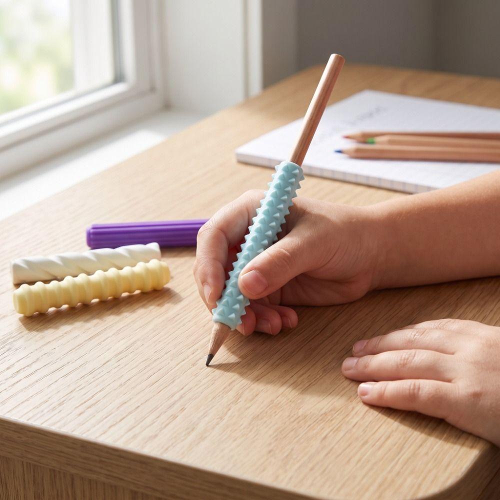 4 pcs Textured Handwriting Pen Cover Silicone Pencil Sleeves Relax Pencil Grips Handwriting