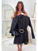 2025 Autumn High Neck Long Sleeve Black Short Dress for Women