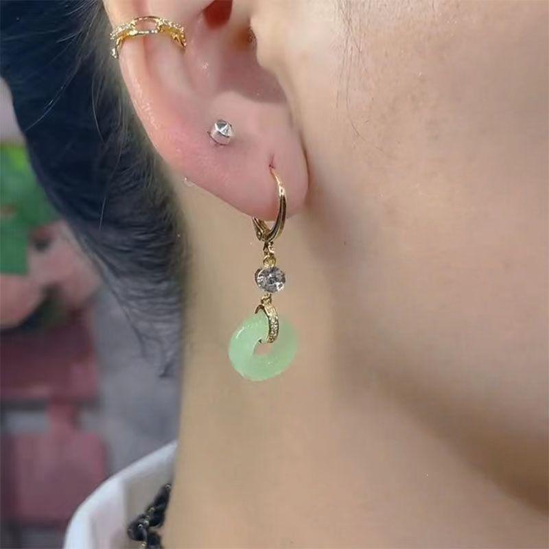 Ohrringe mit Friedensschnalle im antiken Stil, einfache und vielseitige leichte Luxus-Ohrringe im Palaststil, Hanfu-Cheongsam-Zubehör