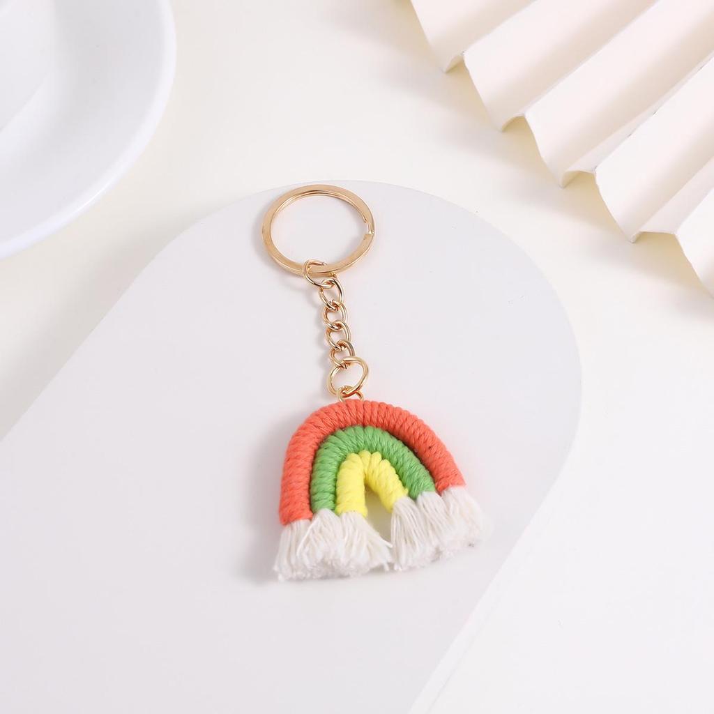 Handmade Knitted Rainbow Keychain Pendant Accessory
