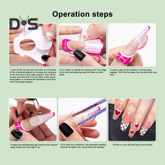 100 szt. Profesjonalne Formy do Długich Paznokci Akrylowe Formy Papierowe do Paznokci Łatwe w Użyciu Grube Formy do Przedłużania Paznokci Narzędzia do Manicure