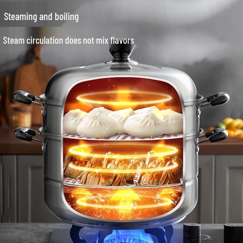 SUPOR 30cm Stainless Steel Double-Layer Steamer