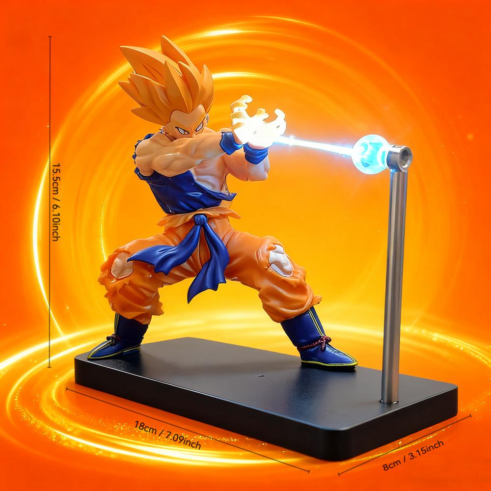 

16cm New Super Saiyan Dragon Ball Z Shock Wave Goku Anime Statue Model Scene Glow Toy Doll Desktop Decoration Christmas Gift