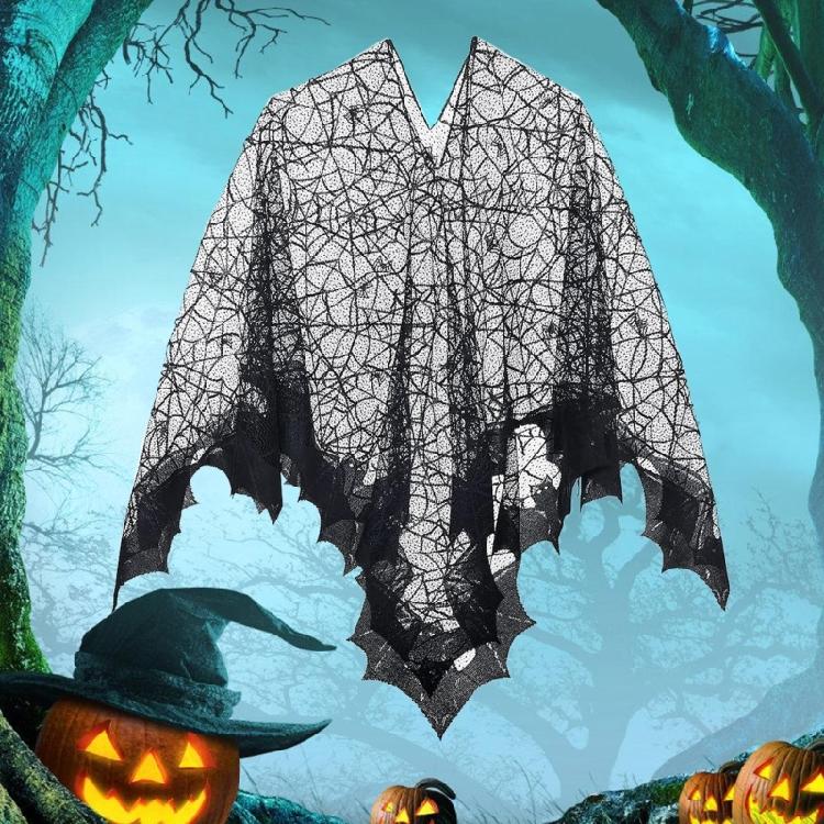 Halloween Webs Shawl Poncho for Women Lady Dark Shawl Proms Sexy Lace
