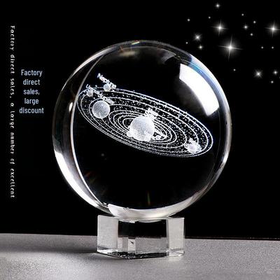 3D Kristall Saturn & Erde Galaxie Ornament - Minimalistisches Weißstein Souvenir