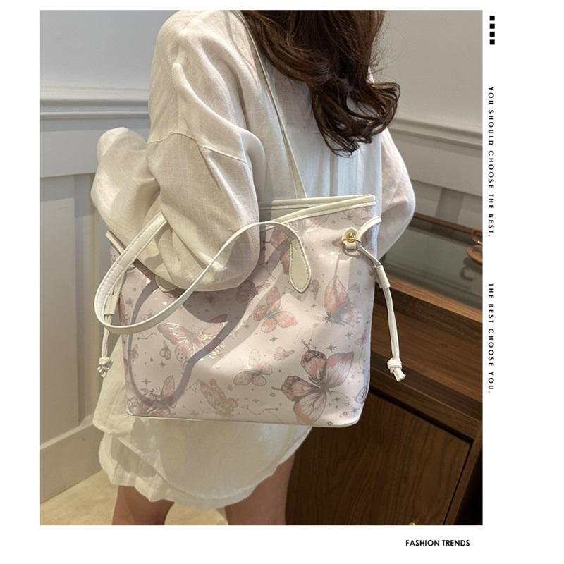 Fashion Printed Butterfly Large Bag for Women 2024 New Style High-end Large-capacity Tote Bag Casual Temperament Shoulder Bag