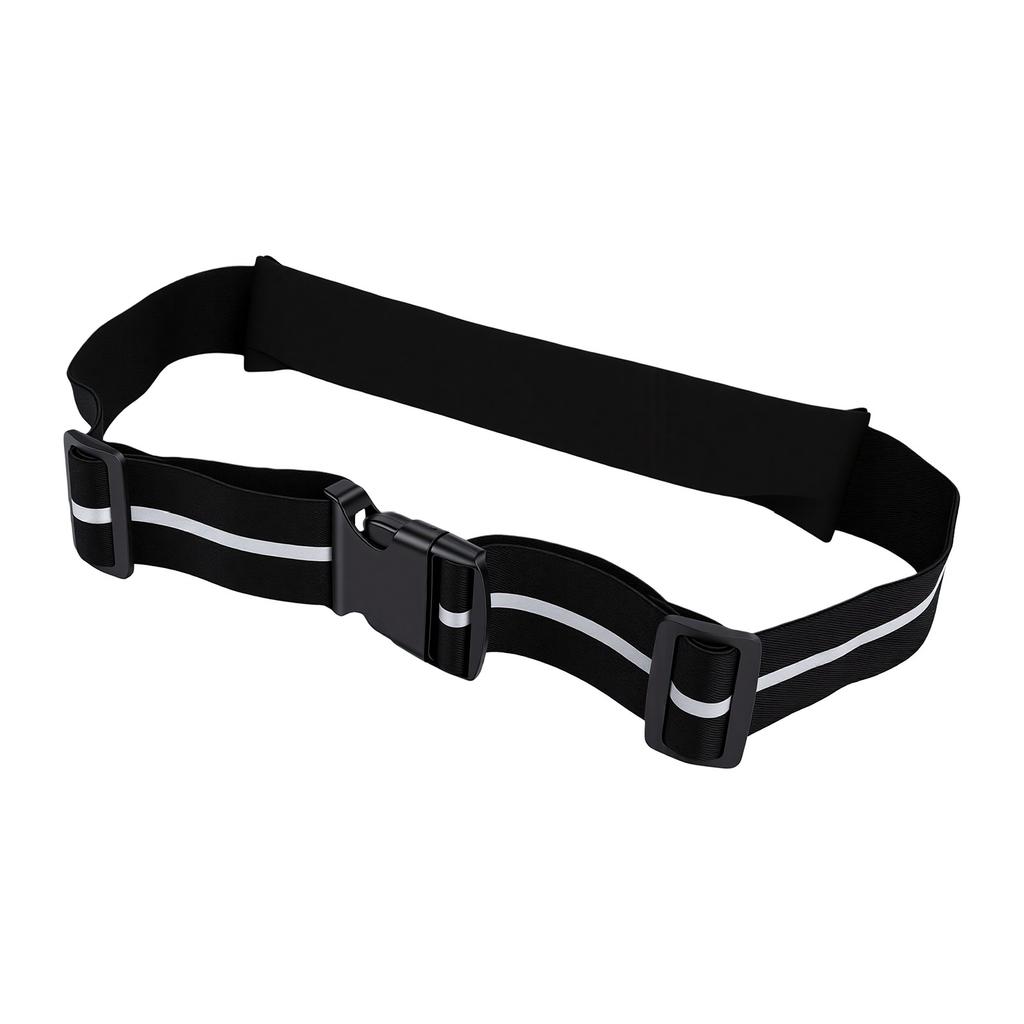 Running Waist Pack Reflective Strips Water Proof Adjustable Strap 3 Pockets Running Belt Black