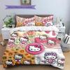 Hello Kitty Cute Pattern Bedding,Quilt Set Quilt Cover Pillowcase Home Birthday Gift(1 * Duvet Cover + 2 * Pillowcase, Without Core)