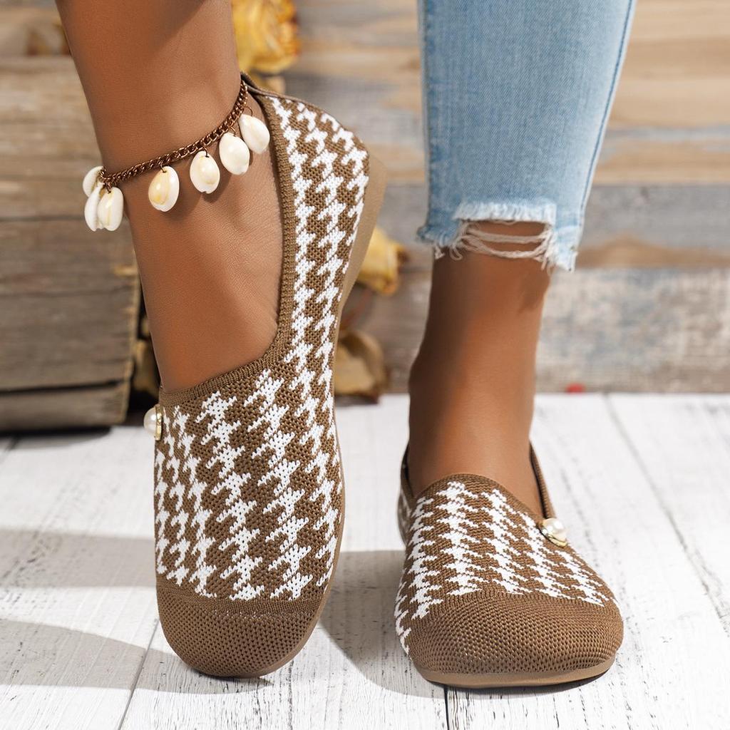 Pantofi Dama Pantofi Sport Casual Cap Plat Confortabili Respirabili Pantofi Casual Pantofi de Vară pentru Femei cu Perle Crăciun