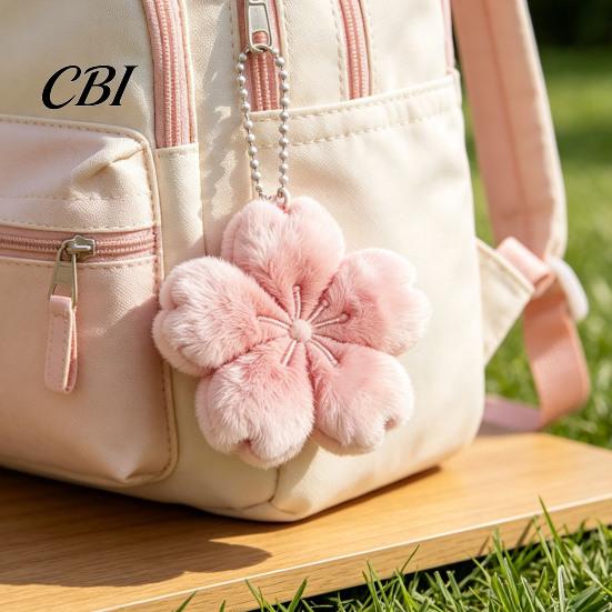 Tote Bag Keychain 1/2/3Pcs Pendant, Soft Plush Cherry Blossom Design Key Chain, Pink Floral Accessory Style Backpack Holder, Portable for Bags