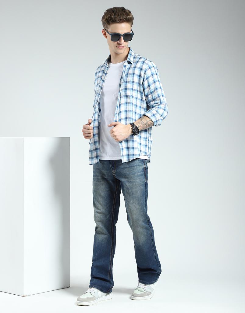 Camicia a quadri da uomo vestibilità regolare | Maniche lunghe | Colletto spread | Taschino frontale | Camicia elegante e casual da uomo