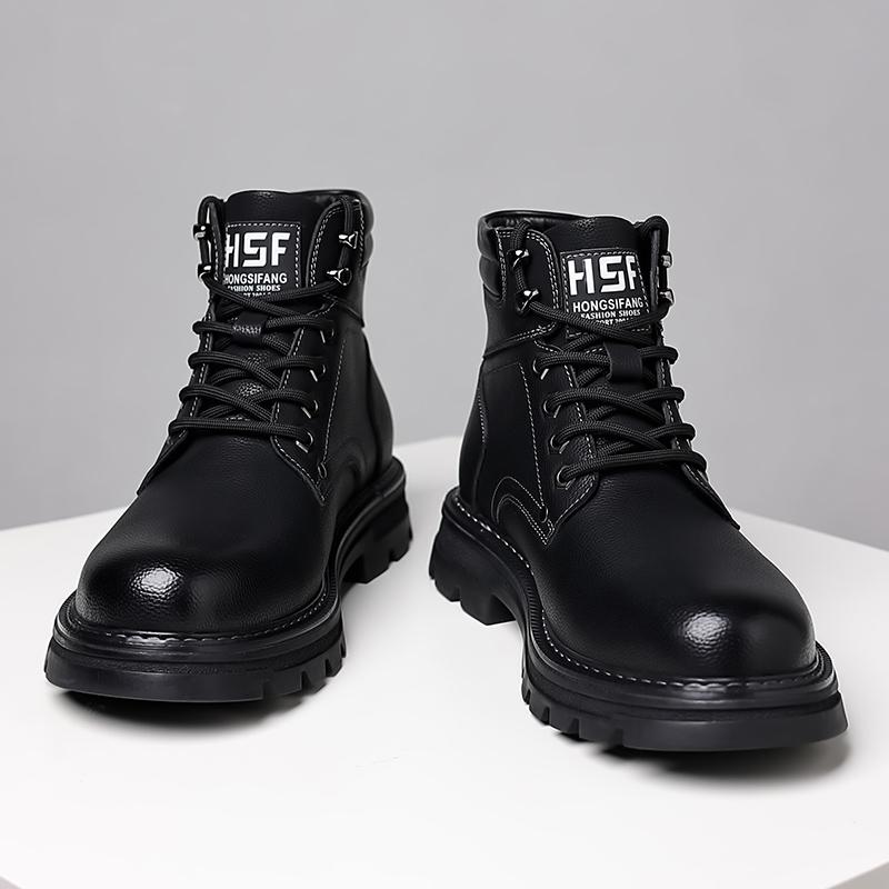 Golden Sapling British Style Warm Men's Boots Classics Black Leather Male Ankle Botas Outdoor Rouns Toe Thicken Plush Shoes Man