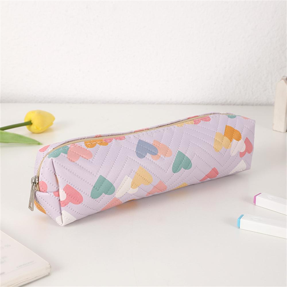 Cute Heart Pen Bag Student Stationery Bag Pencil Case Multifunctional Stationery Organizer Zipper Pouch School Supplies
