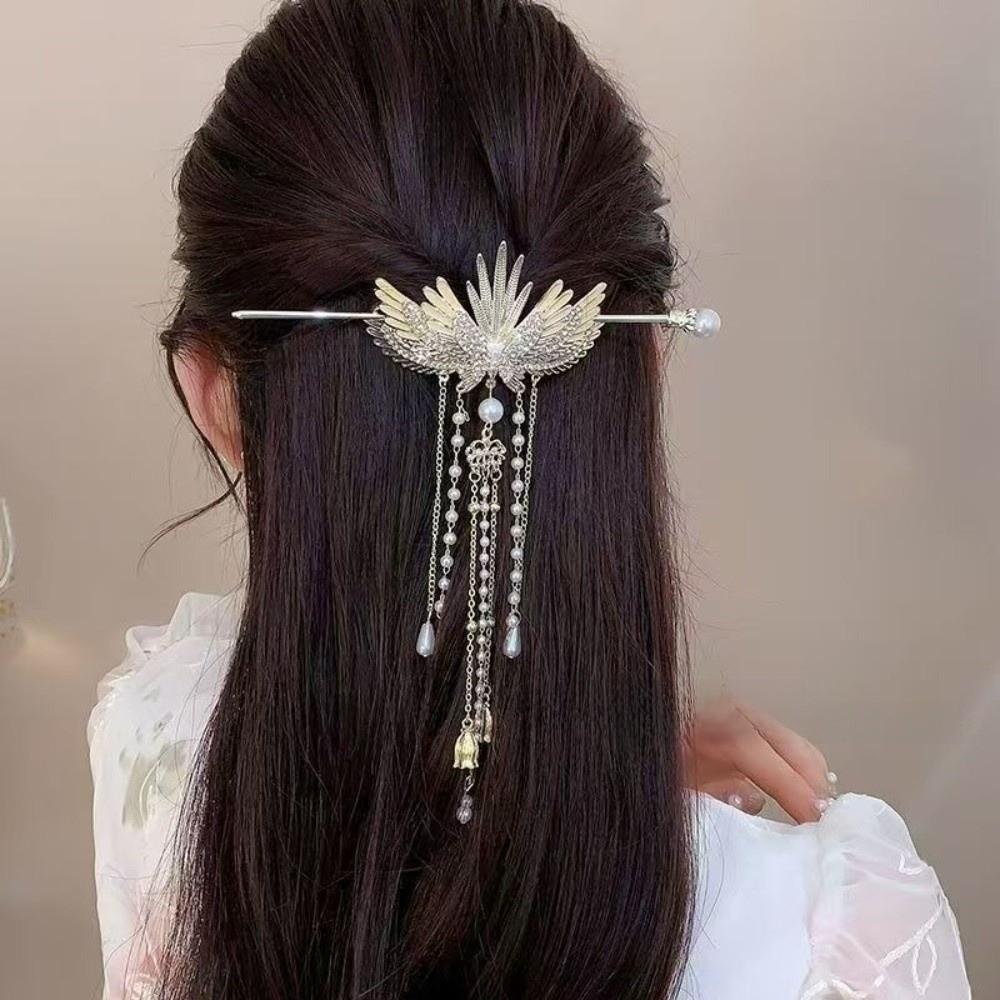 Long Tassels Floral Hair Accessory Elegant Pearls Hair Sticks Hanfu Hairpin  Cheongsam Matching
