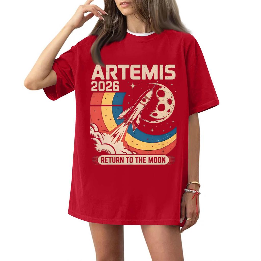 Women's Fashionable Casual Short Sleeved Printed T-Shirt Round Neck Top