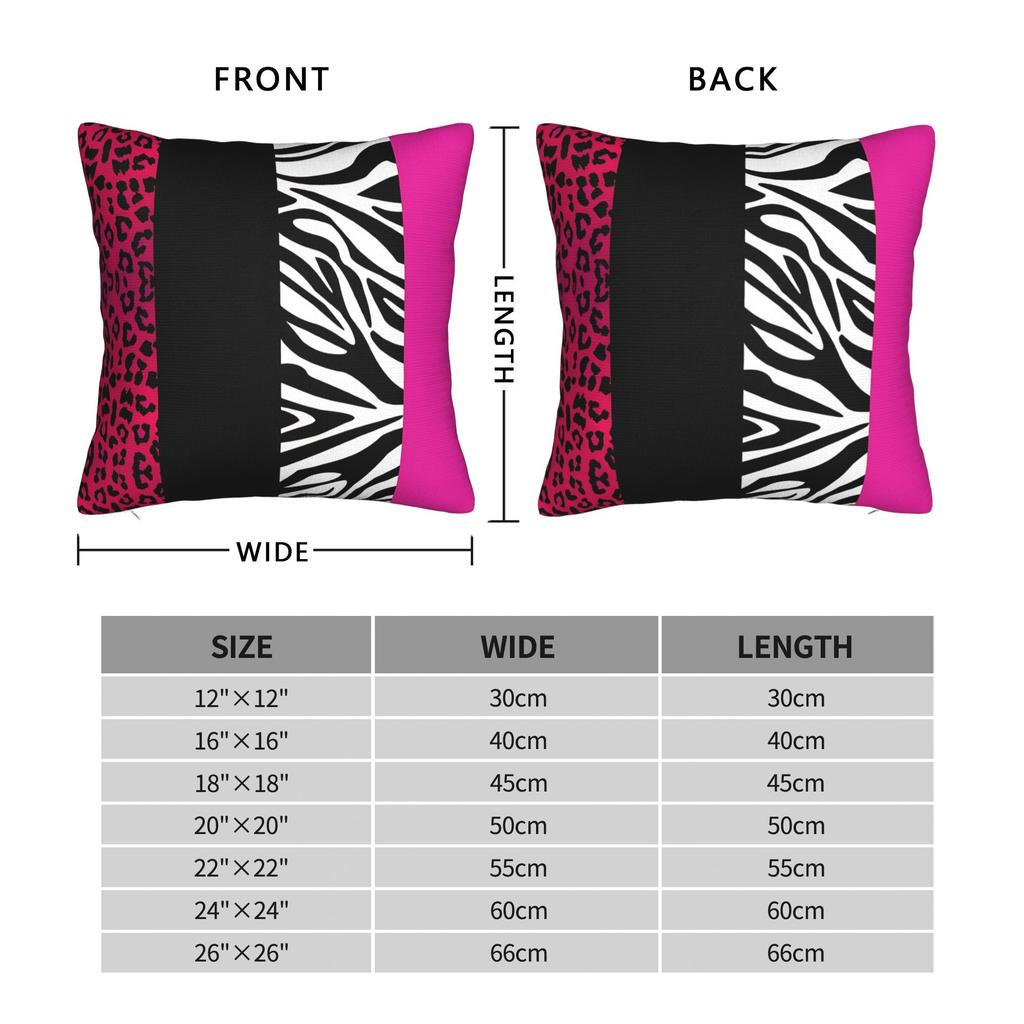 Federa per Cuscino Rosa Shocking Strisce Animalier Zebra e Leopardo Federe Moderne per Cuscini per Divano del Soggiorno