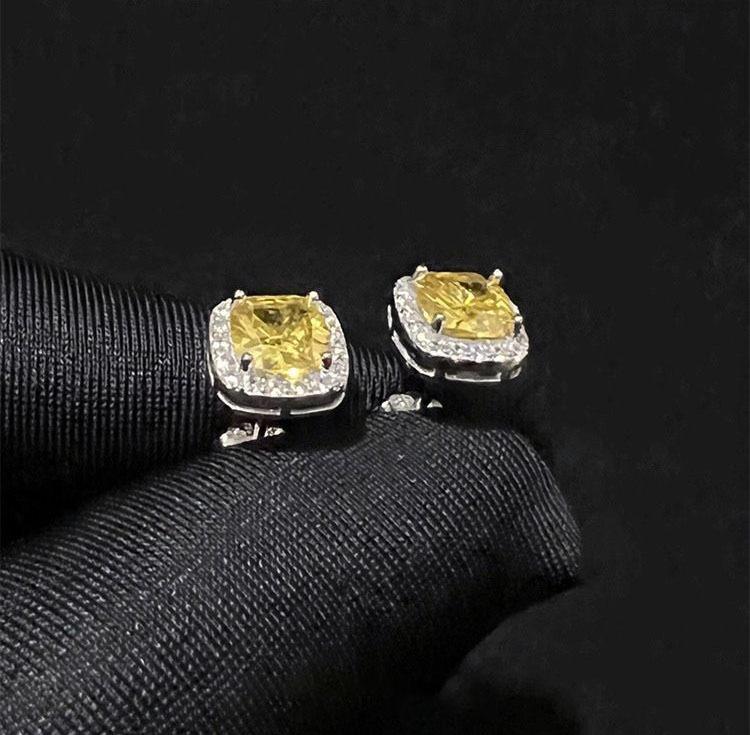 

Новые мужские серьги с цирконием, желтые бриллианты, противоаллергические, в стиле унисекс, простые ювелирные изделия