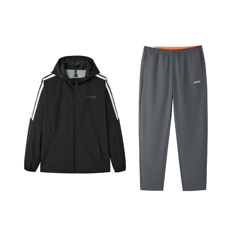 

Adidas Outdoor Hooded Running Jacket Simple Versatile Mid-Waist Casual Sports Suit Men Jacket KQ7851+KQ7868 3XL