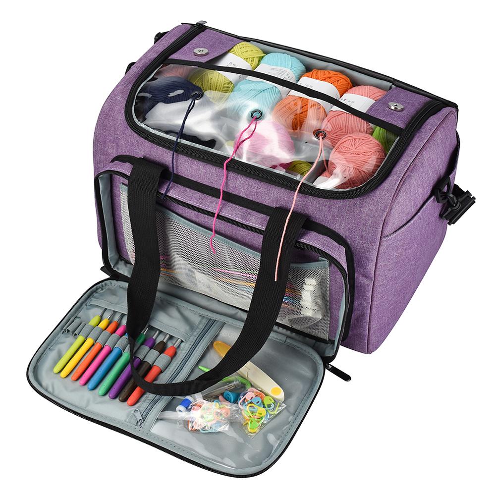 Oxford Cloth Yarn Storage Bag Knitting Crochet Bag Yarn Tote Wool Crochet Hooks Sewing Needles Tote Bag for DIY Thread Wool Yarn