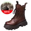 Women's leather sponge cake thick soled boots for autumn and winter British style single boots