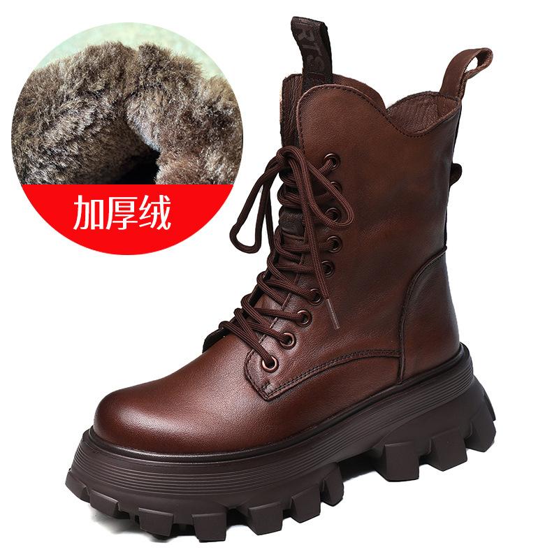 Women s boots 2026 sponge cake thick soled short boots women s autumn and winter British style single boots women 35