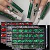 21/24 Grid Luxury Rhinestone Nail Art Jewelry Set Glass Nail Crystals Box Cristales Original 3D Flat Glass Shaped Nail Gems