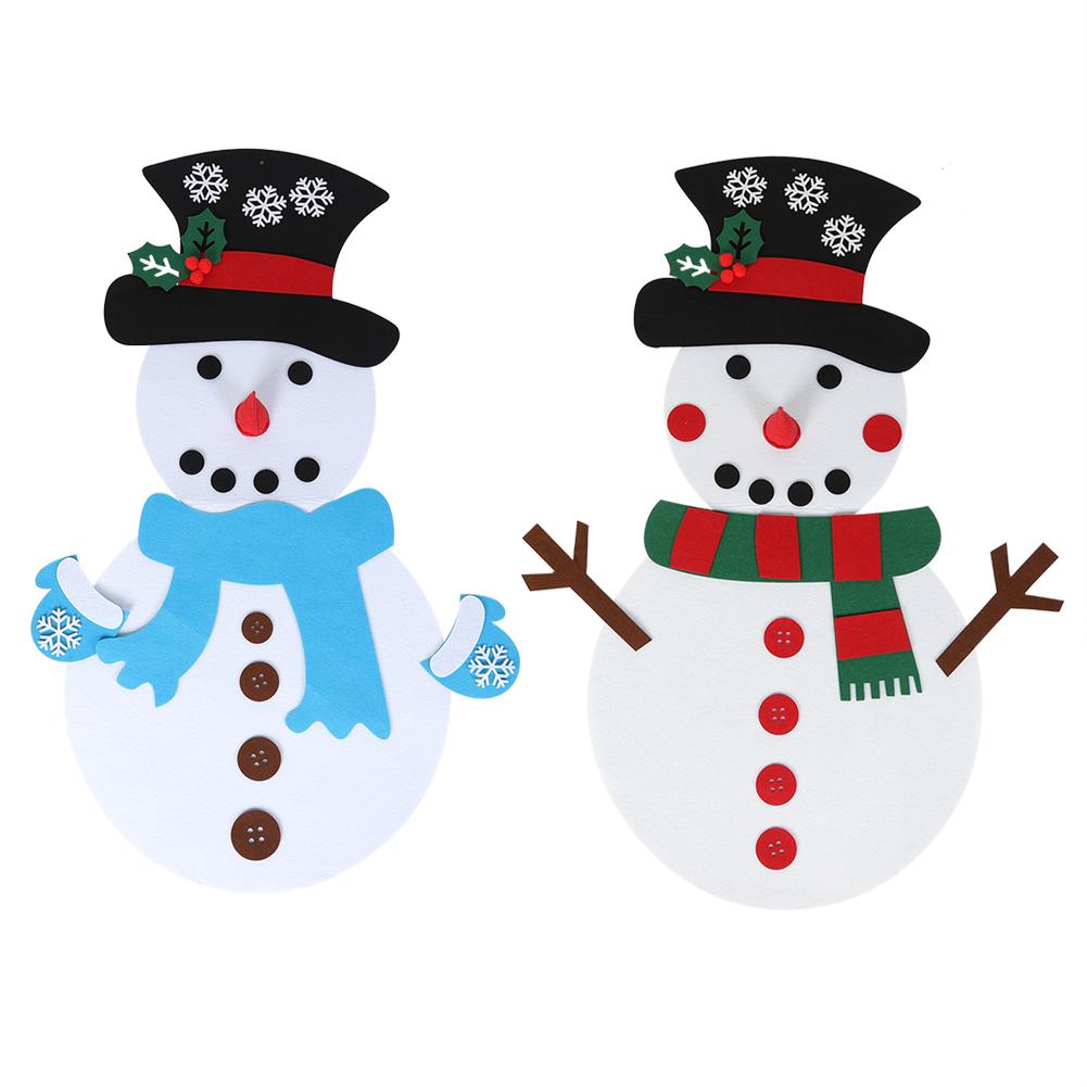 Décorations de Noël pour la Maison Cadeaux pour Enfants Bricolage Bonhomme de Neige en Feutre Ornement de Noël Détachable Décoration Murale Jeux Ornements de Noël