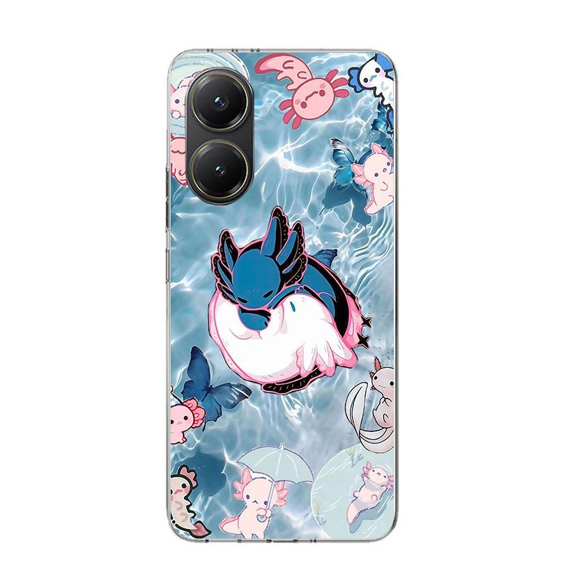 Cute Axolotl Kawaii Phone Case For Xiaomi Poco X7 X6 X5 Pro F7 Ultra Redmi 15C 15 13 13C 12 12C 10 10A 10C 9 9A 9C 9T Cover Poco