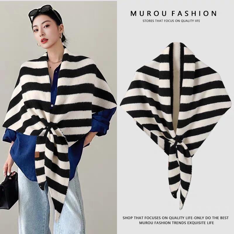 Korean Wool Blend Thick Shawl: Solid Color, Warm Knitted Cowl, Perfect for Spring & Autumn Layering