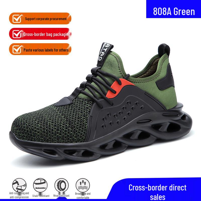 Summer Breathable Anti-smash Anti-puncture Safety Shoes with Lightweight Shock Absorption and Comfortable Flying Woven Upper
