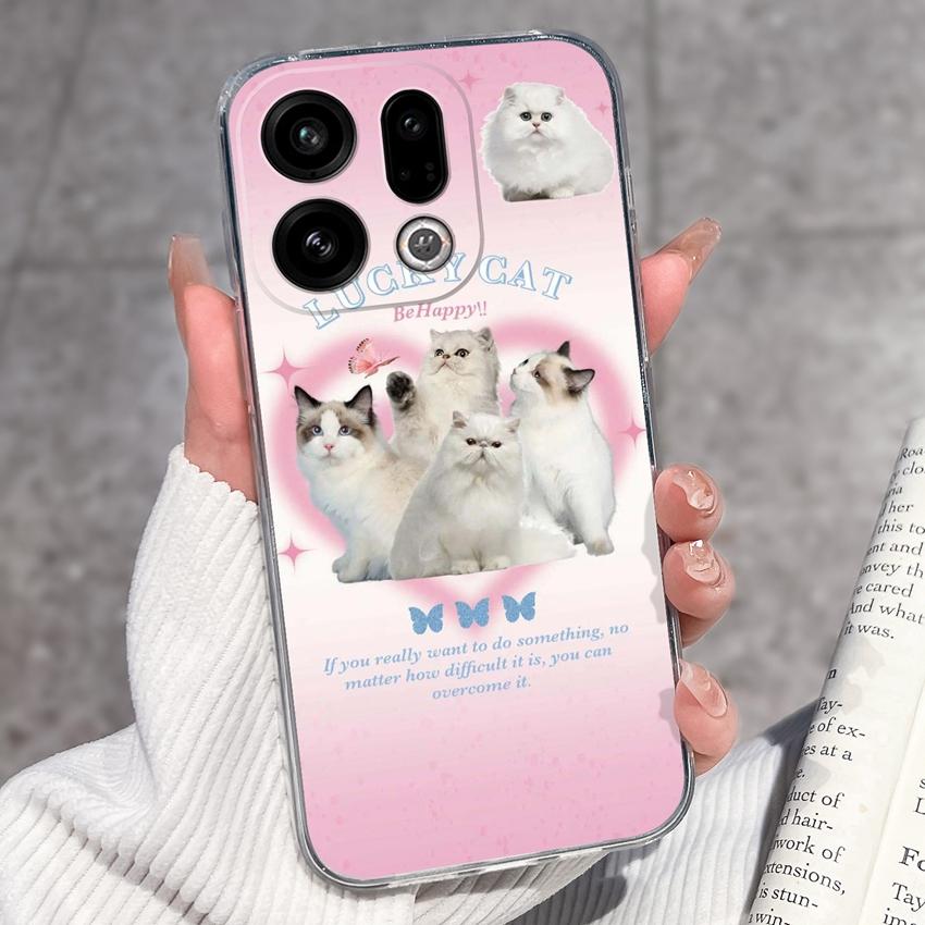 Suitable For Oppo Find X9 X7 X5 Pro X3 X2 Reno11 12 Pro Phone Cover Cute Panda Rabbit Pattern Transparent TPU Dustproof Protective Case For Oppo Shell