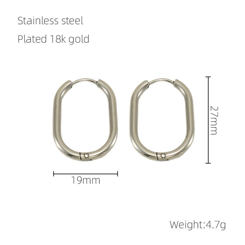 

Новые овальные серьги-гвоздики из нержавеющей стали с пряжкой из нержавеющей стали для женщин, модные геометрические серьги-гвоздики из титановой стали 18K