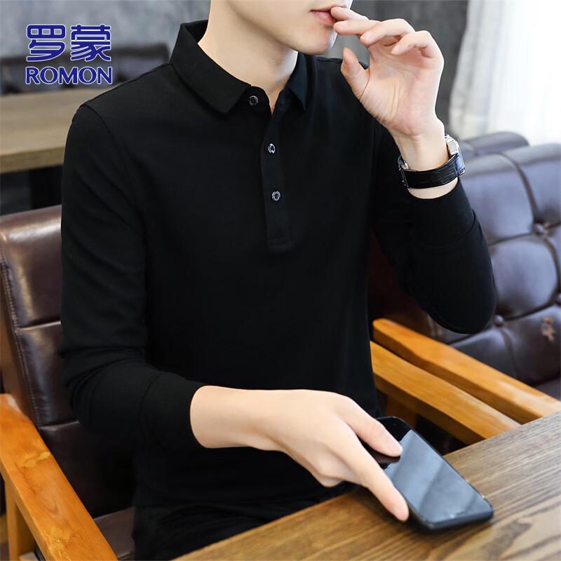 

Romon Men s Long Sleeve Polo T-Shirt XL