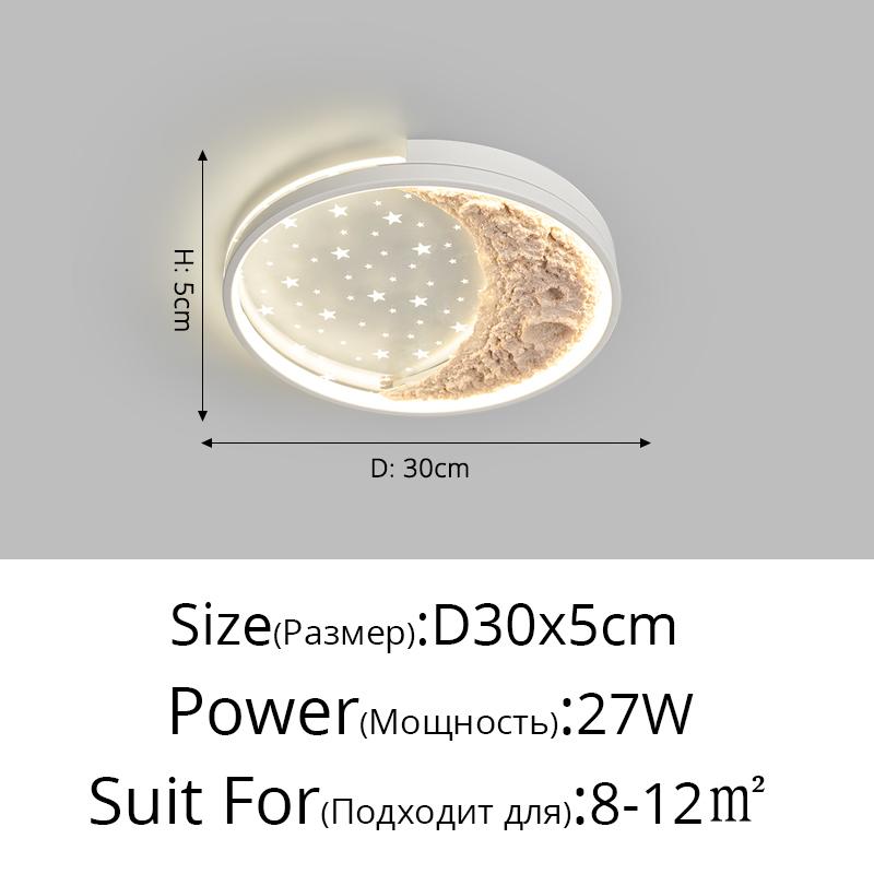 Modern minimalist moon circular ceiling light Nordic creative bedroom study LED ceiling light home decoration lighting fixtures