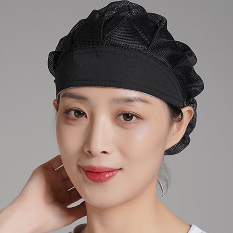 Breathable Dustproof Women's Work Cap - Mesh Chef Hat for Kitchen Hygiene, Oil & Smoke Proof