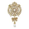 Elegant Shining Crystal Brooch Alloy Retro Style Rhinestone Lapel Pin Gold Silver Decorative Pearl Brooch Women's Fashion