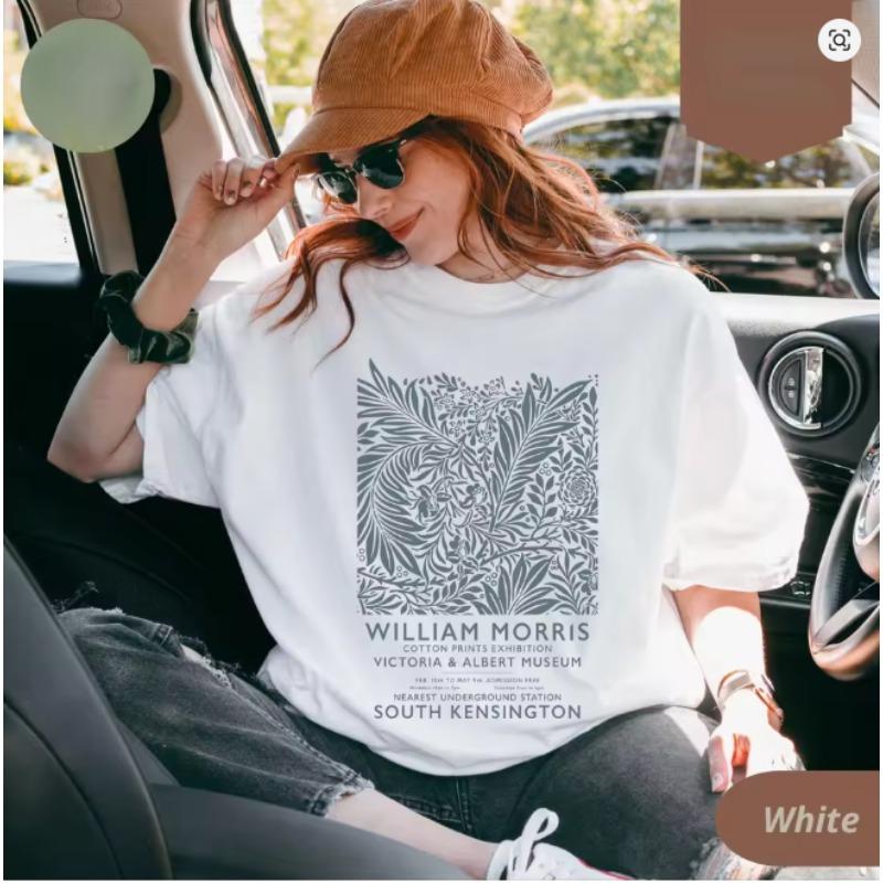 

2026 Summer Womens Retro Floral TShirt Cotton and Breathable Short Sleeve Streetwear Oversized Loose Casual Chic Aesthetic Tee 4XL