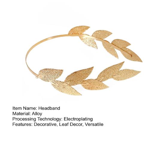 Women Headband Sparkling Leaf Design Golden Headband Dress Up Girl Hair Hoop Lightweight Festive Hair Accessory